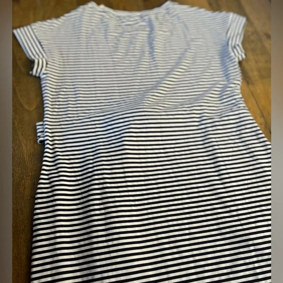 MEROKEETY Striped Navy Blue and White Dress Short sleeve with front tie Nautical - Picture 8 of 13